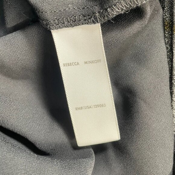 Rebecca Minkoff Noelle Dress Womens‎ XS Black Peasant Embroidered Smocked V-Neck - Picture 11 of 16